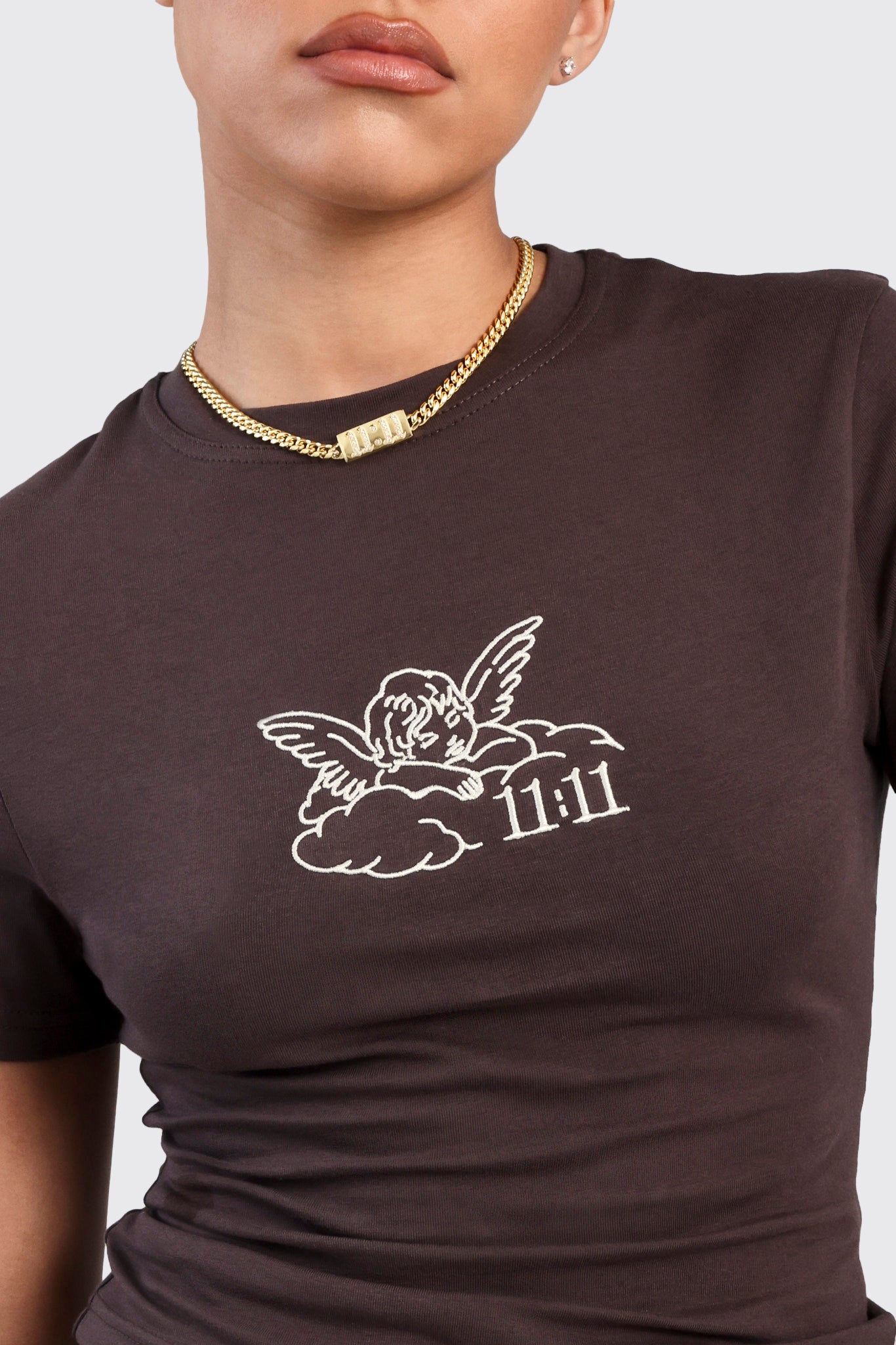 Cherub Print Baby Tee - Chocolate